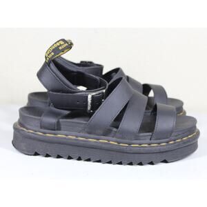 Dr Martens Blaire Womens 8 Black Strap Sandals Platform Hydro Leather